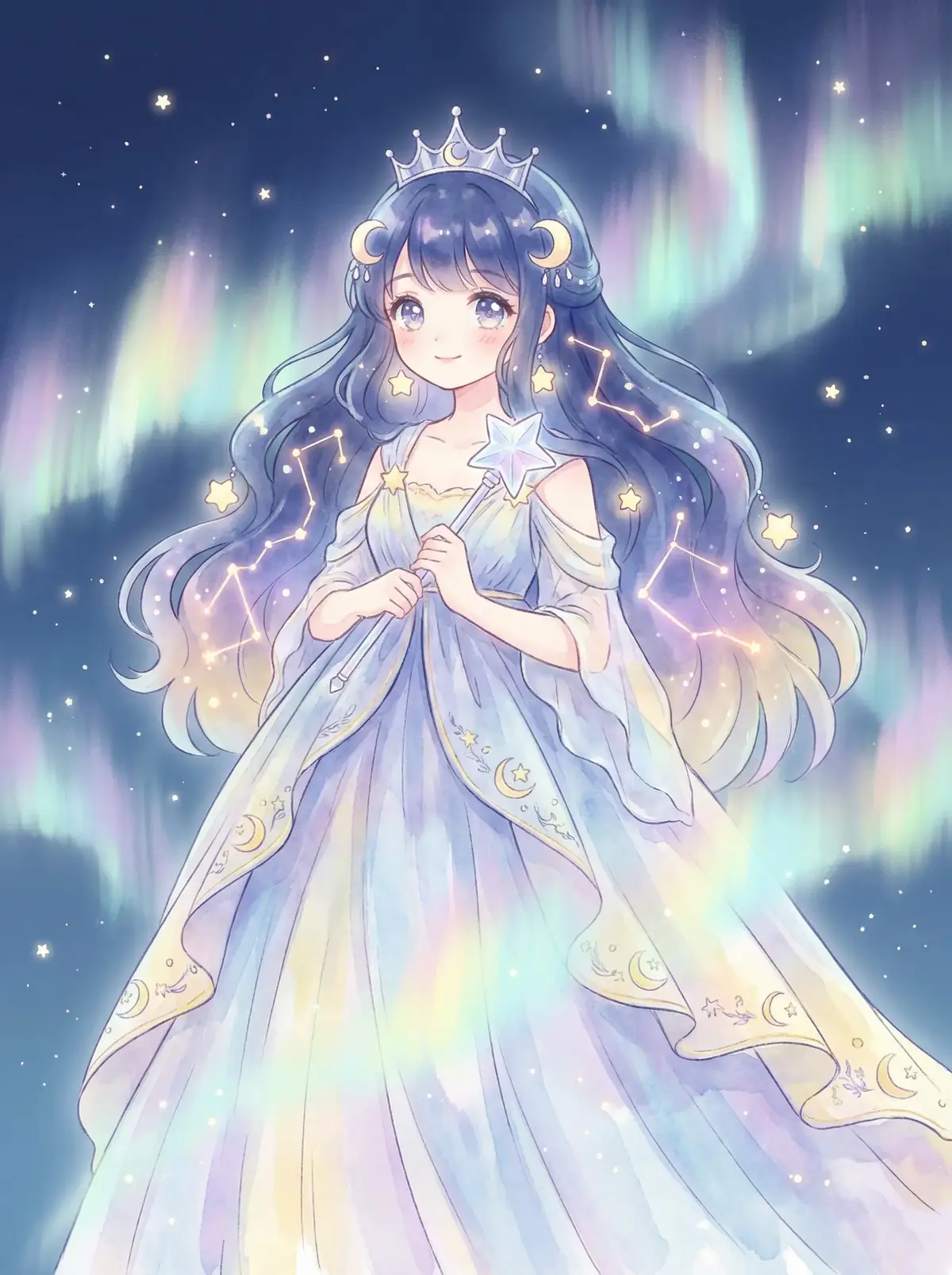 好妈妈2019韩国免费 - 星辰公主希尔角色设定图，手持星光权杖